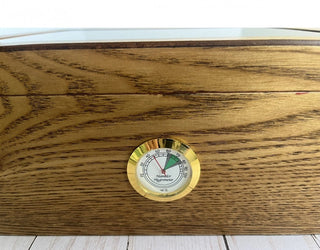 Cigar Humidor Humidifer With Hygrometer in Cedar Lined Wood & Glass Top #62 VV MTS|80795