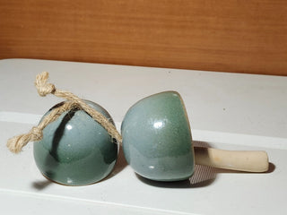 Ceramic teal round head mushroom chime RCD