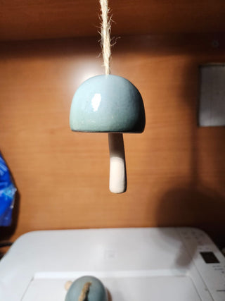 Ceramic teal round head mushroom chime RCD