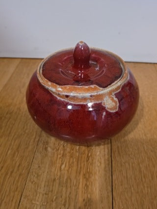 RF Heavy Red Drip Glaze Pottery Lidded Jar