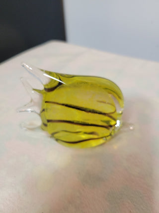 Yellow & Brown Art Glass Fish Paperweight RCD|55110