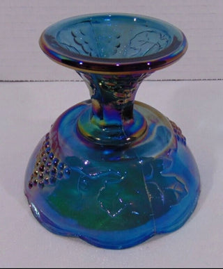 Vintage Indiana Glass Harvest Grape Blue Carnival Candle Holder|96234