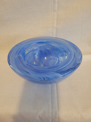 Kosta Boda Blue Swirl Art Glass Atoll Bowl RCD