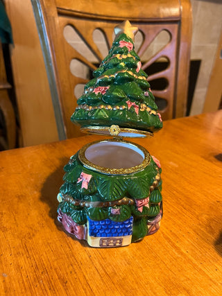 Large Vintage Porcelain Christmas Tree Trinket Box RSV|123765