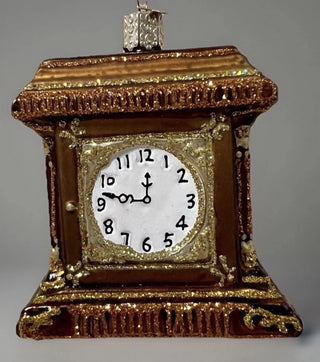 2008 Merck Family Old World Christmas 2.75" tall glass ornament mantle clock-RSV|124651