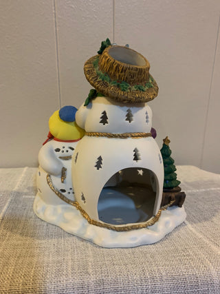 9" Snowman family candle holoder|126996