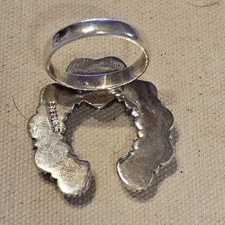 Sterling turquoise dahlia naja ring sz 9