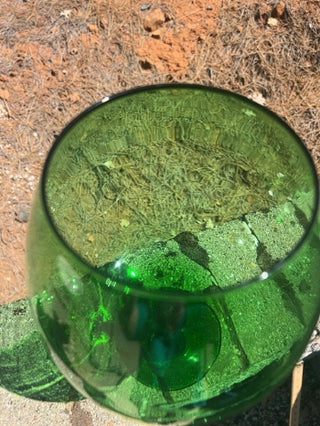 12.5” MCM Green Glass Oversized Brandy Snifter