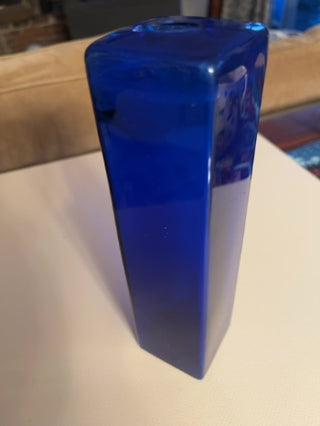Cobalt Blue Glass Square Tower Vase