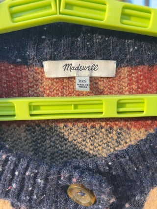 Madewell Checkered Colburne Cardigan Sweater in Coziest Textured Yarn Size XXS