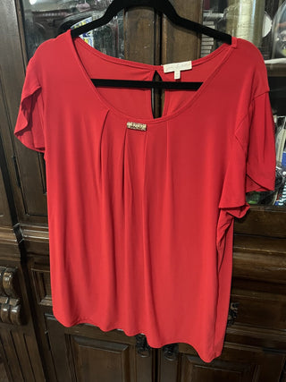 Red Cap Sleeve with Gold Jewelry Accent Blouse Size 2XL RCD