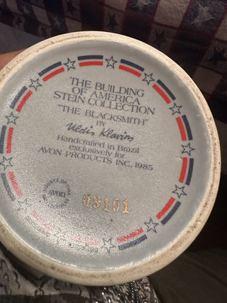 Vintage 1985 Avon The Building of American Stein Collection 9" The blacksmith #47 VV MTS|105626