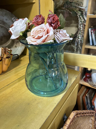 12F Art Glass Controlled Bubbles Blue Vase/Candleholder MTS|70871