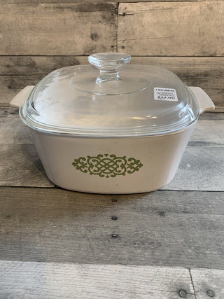 Corningware 3qt shell Green Medallion Casserole Dish w/ Lid MTS|89536