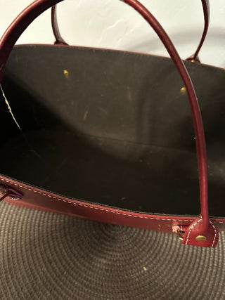 Basket Red Leather Open w/handles MTS|131319