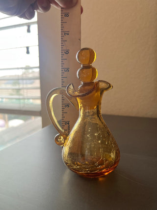 Amber crackle glass cruet RSV
