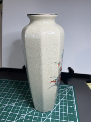 Japanese ceramic vase w/bird & flower design RSV|53421
