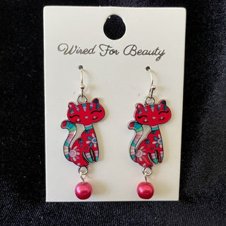 red cat earrings RSV