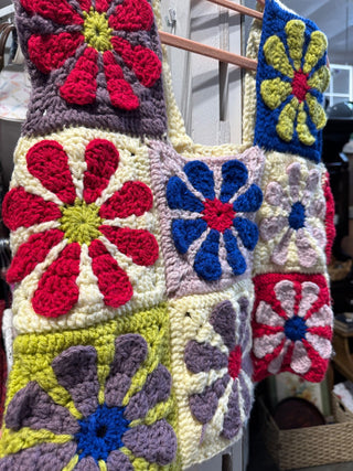 Daisy crochet granny square vest top handmade - MTS|100969