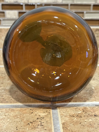 Hand Blown Art Glass Pumpkin & Stem 4” Amber Gold Harvest Fall Decor RCD