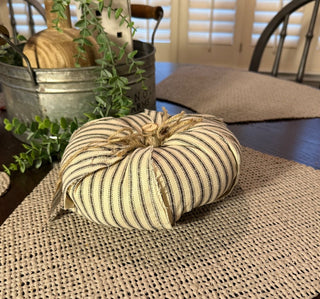 8” Black Ticking Fabric Pumpkin RSV|112181