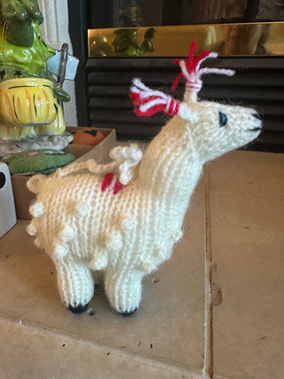 Hand knitted Alpaca Tree ornament w/red trim RCD|95451