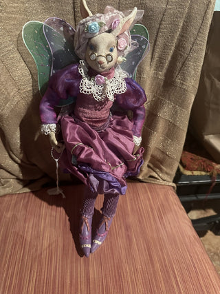 #62 VV MCM Shelf Sitter  Bunny Rabbit Doll Easter Fairy 11" Very Cute Easter Decor MTS|60362
