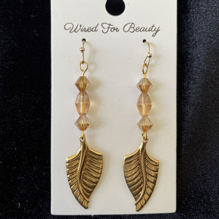 gold tone drop leaf earrings RSV