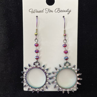 earrings, sparkly purple circles w/ rhinestone accents RSV