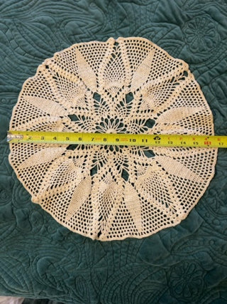 vintage 16.5” round ecru cotton crochet doily