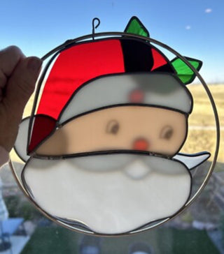 Vntg Santa face stained glass|126990