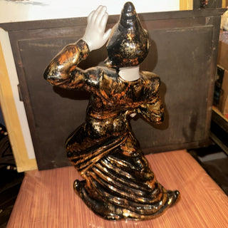 MCM Balinese Dancer Gilner Pottery of California Hand Painted Black Gold 1950's #62 VV MTS|117591
