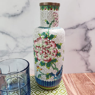 Vtg Brass Cloisonne Vase RSV