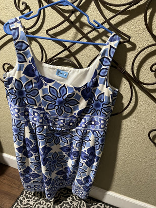 Women's Size 18W Blue Floral Dress with Pockets RCD