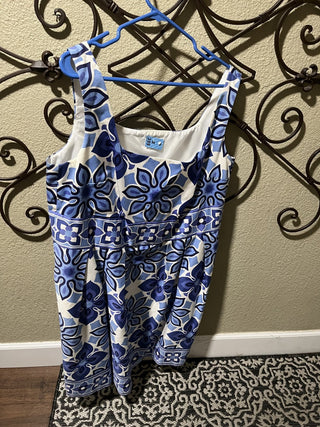 Women's Size 18W Blue Floral Dress with Pockets RCD
