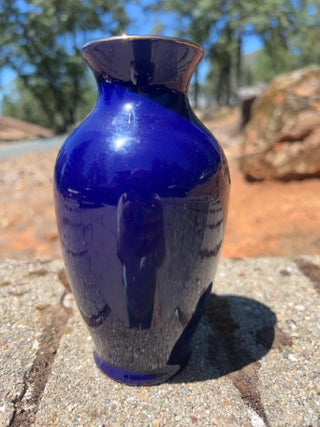 BB Vintage 6.5” Asahi Japanese Peacock And Floral  Vase Cobalt Blue Vases Japan