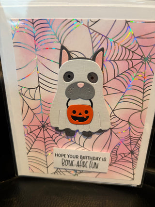 Halloween/bday card- "hope your bday is Bone-afide fun" GF268 RCD|115344