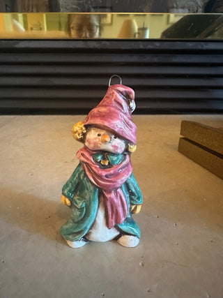 Ceramic Snowman dressed as child w/coat, scarf and ear muffs RCD|95467