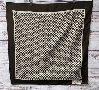 Vintage 1970's Pierre Cardin Scarf with Scarf tan square logo print 26" X 26" #62 VV MTS