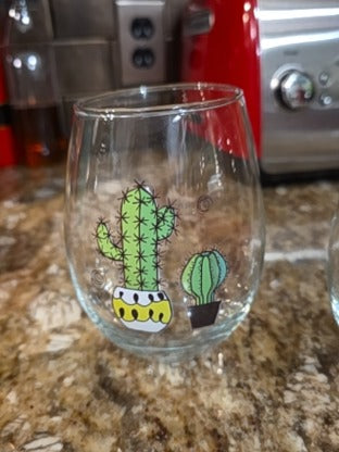 RF Set of 4 Cactus Stemless Wine Glasses