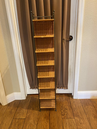 Wicker and iron vtg 8-tier shelf