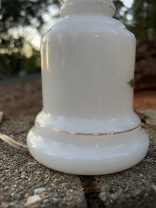 vintage boudoir lamp hand-painted pink rose designs on white milk glass