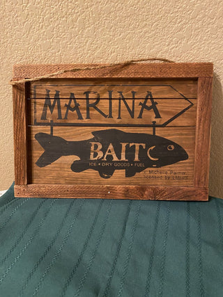 Rustic Marina/Bait wood sign