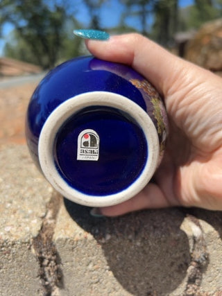 BB Vintage 4.5” Asahi Kutani Ware Vase Cobalt Blue Japanese Porcelain