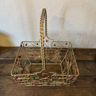 Ornate Gold Twisted Wire Reindeer Basket RCD|124660