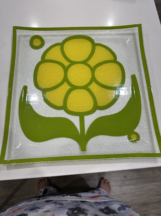 MCM Colony Glass New York Floral Square Platter MTS