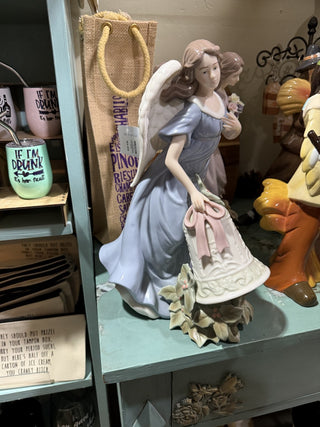 Grandeur Noel ANGEL BELL HOLLY FIGURINE porcelain STATUE RCD|131138