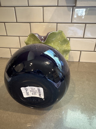 AJ - Purple & Green Ruffled Art Glass Vase MTS|96979