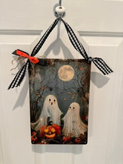 Embellished Halloween tin sign