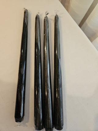 12 Inch Black Taper Candles Set of 2